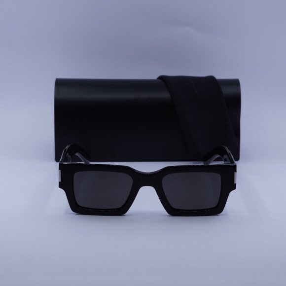 Saint Laurent SL572 001 Square Sunglasses - Black with Silver\Grey - Picture 2 of 14